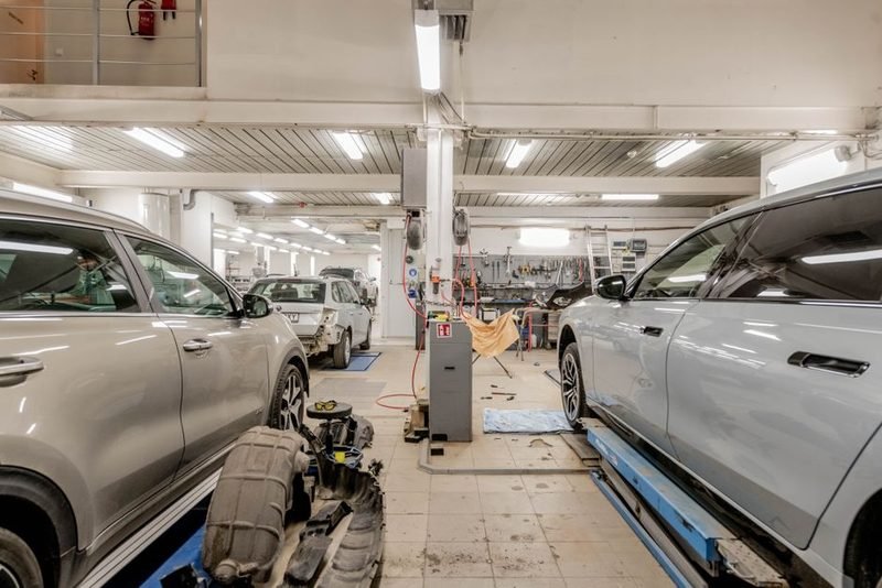 Vehicles in the bays during a working day.